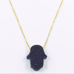 DRUZY CRYSTAL QUARTZ HAMSA PROTECTION NECKLACE